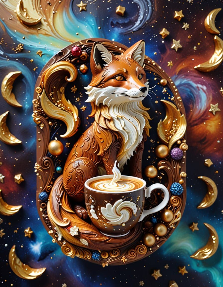Sumptuous Chocolate Fox Sculpture in Space
