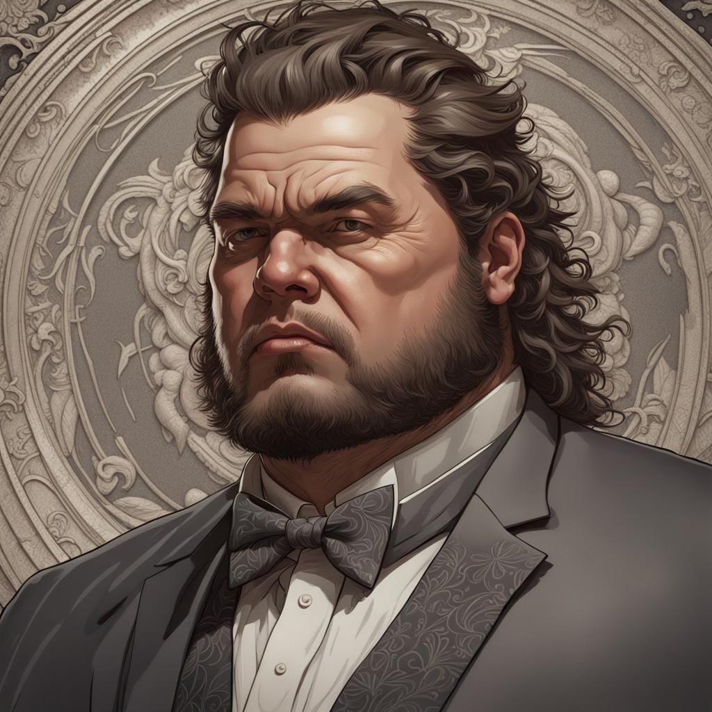 Handsome man :: obese fat :: suit :: shoulder up portrait ::...