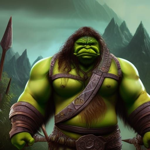 Handsome Orc Barbarian in Detailed Fantasy Art
