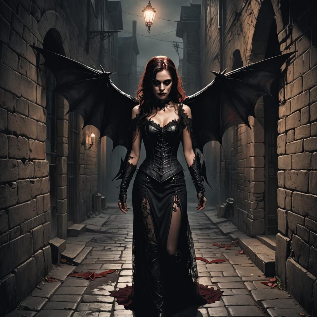 Vampire Woman in Gothic Dark Fantasy Illustration
