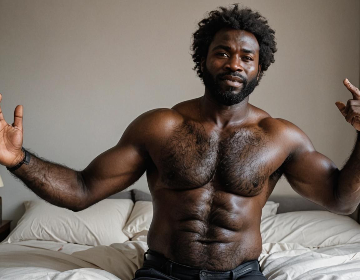 Realistic Close-up of a Hairy African Man