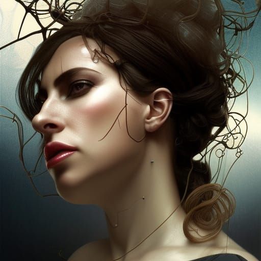 Lady Gaga Surreal Portrait in Detailed Complex Style