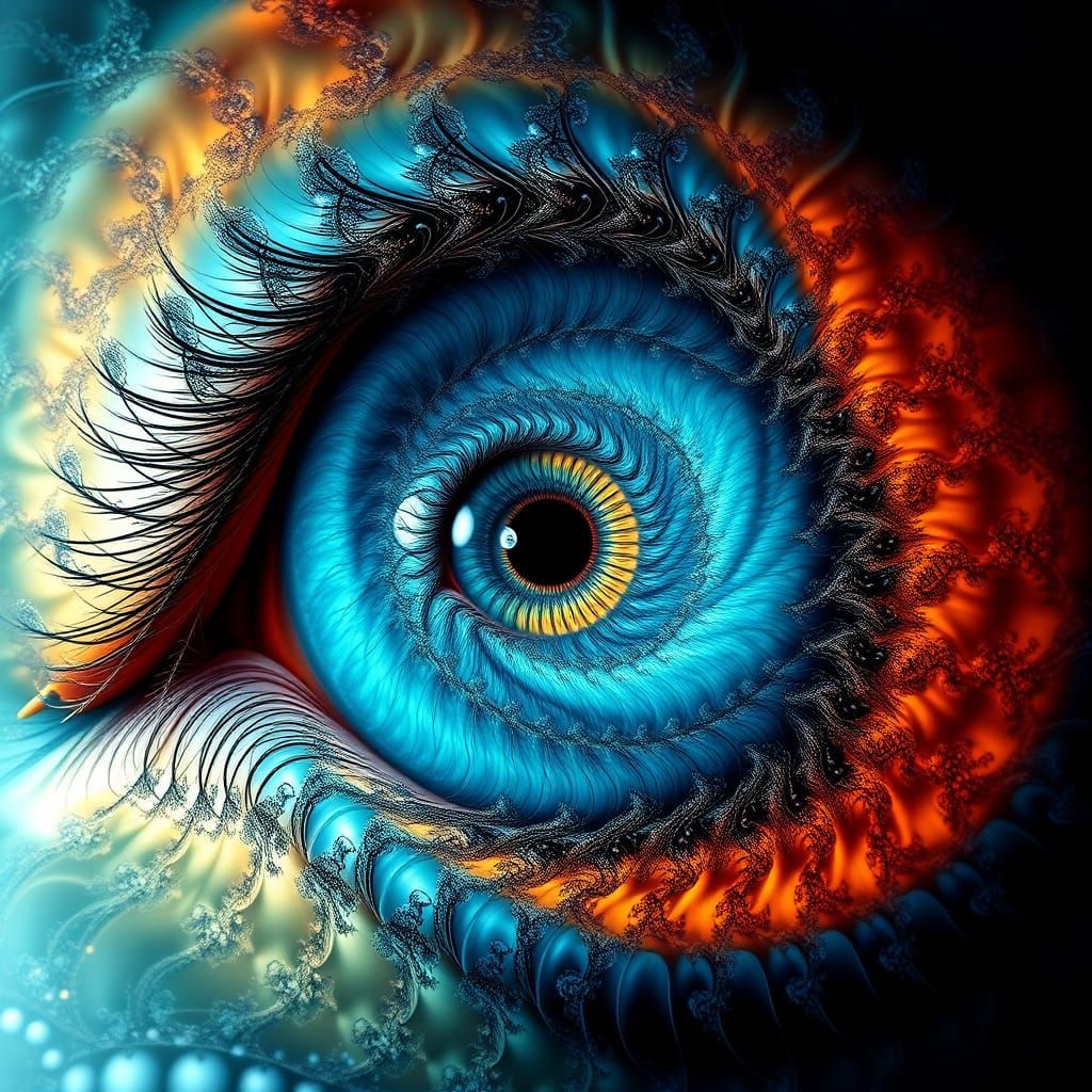 Infinite Fractal Eye Maze in Dreamlike Aesthetic