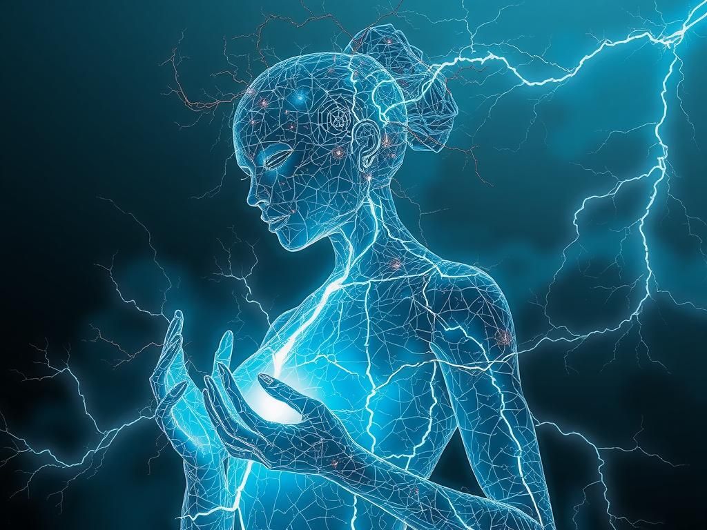 Electric Gourd Silhouette in Electropunk Style