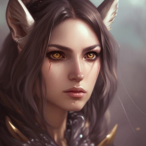 Ethereal Wolf Girl Archer Fantasy Portrait