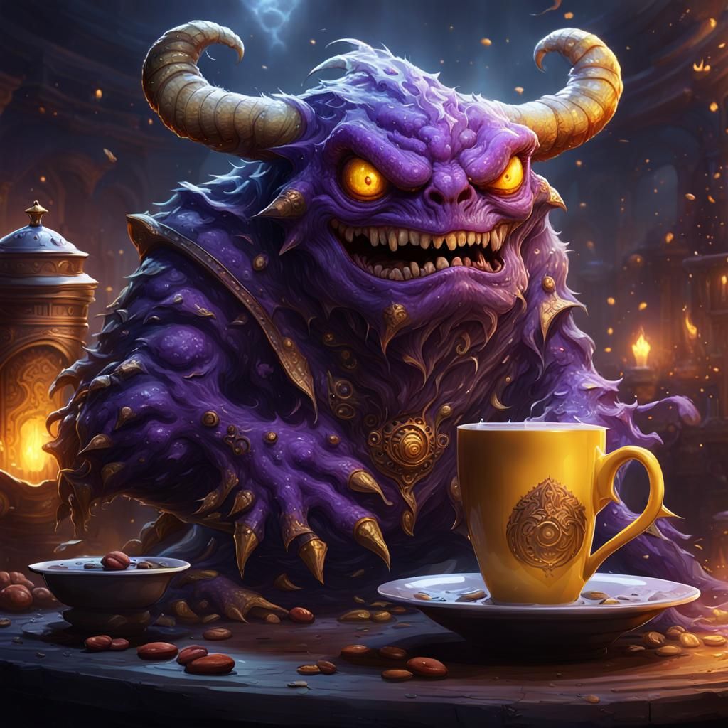Dark Fantasy Coffee Monster Concept Art