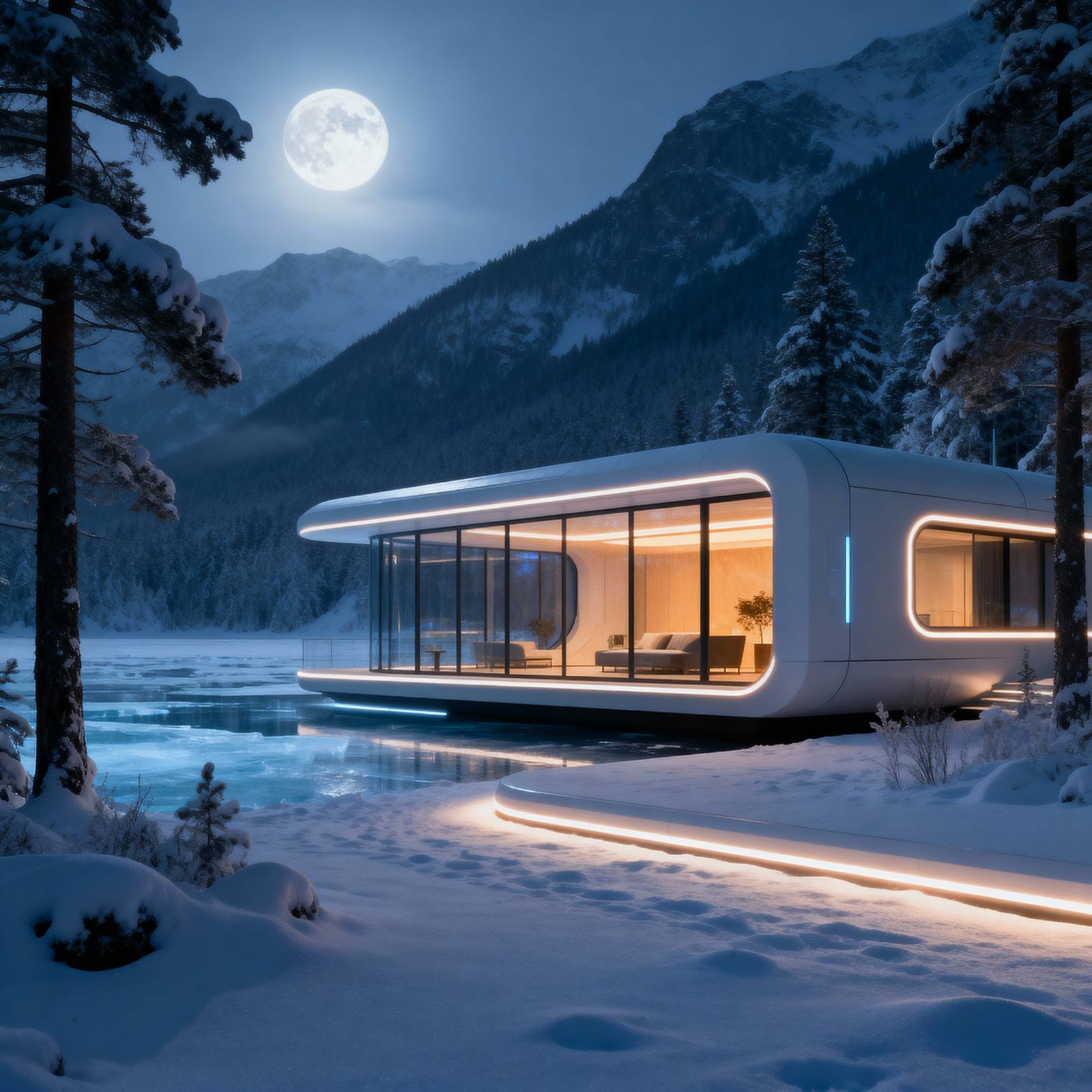 Futuristic Winter Home with Panoramic Views