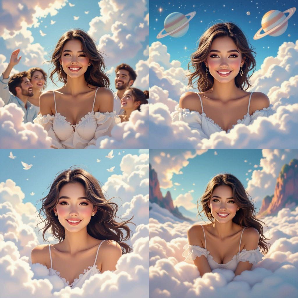 Dreamlike Face Amidst Celestial Swirls