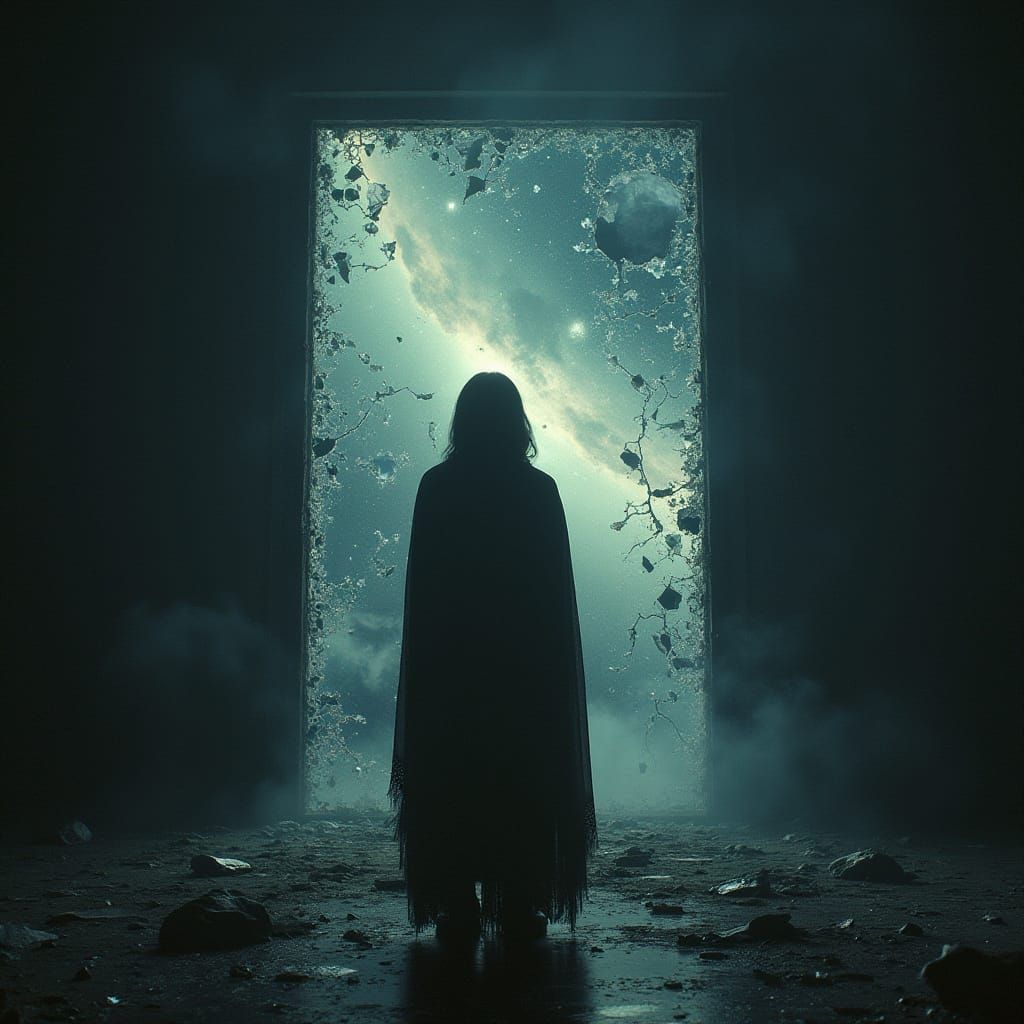 Shattered Reflections: A Cinematic Film Noir Still