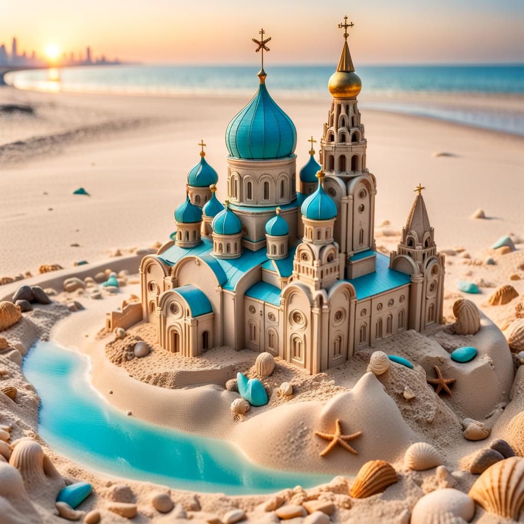 Moscow Cathedral Sandcastle at Golden Hour