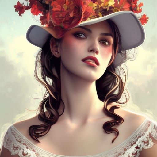Radiant Woman in Summer Portrait, Hyperdetailed Art
