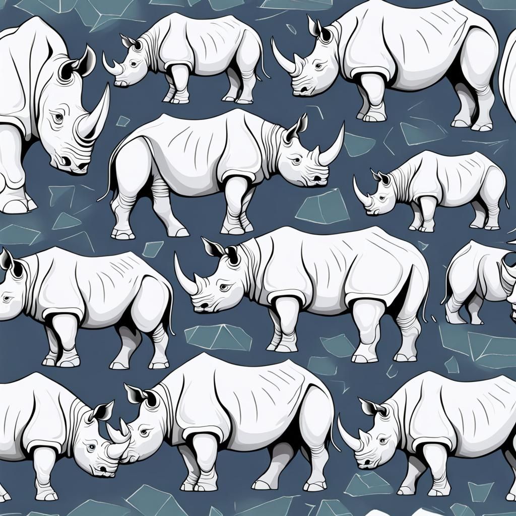 Seamless Rhino Pattern in Uniform Style