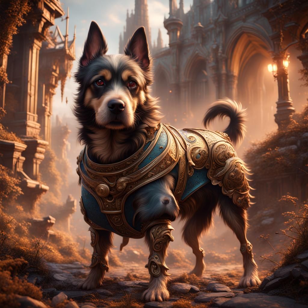 Fantastical Dog Matte Painting in Unreal Engine 5 Style