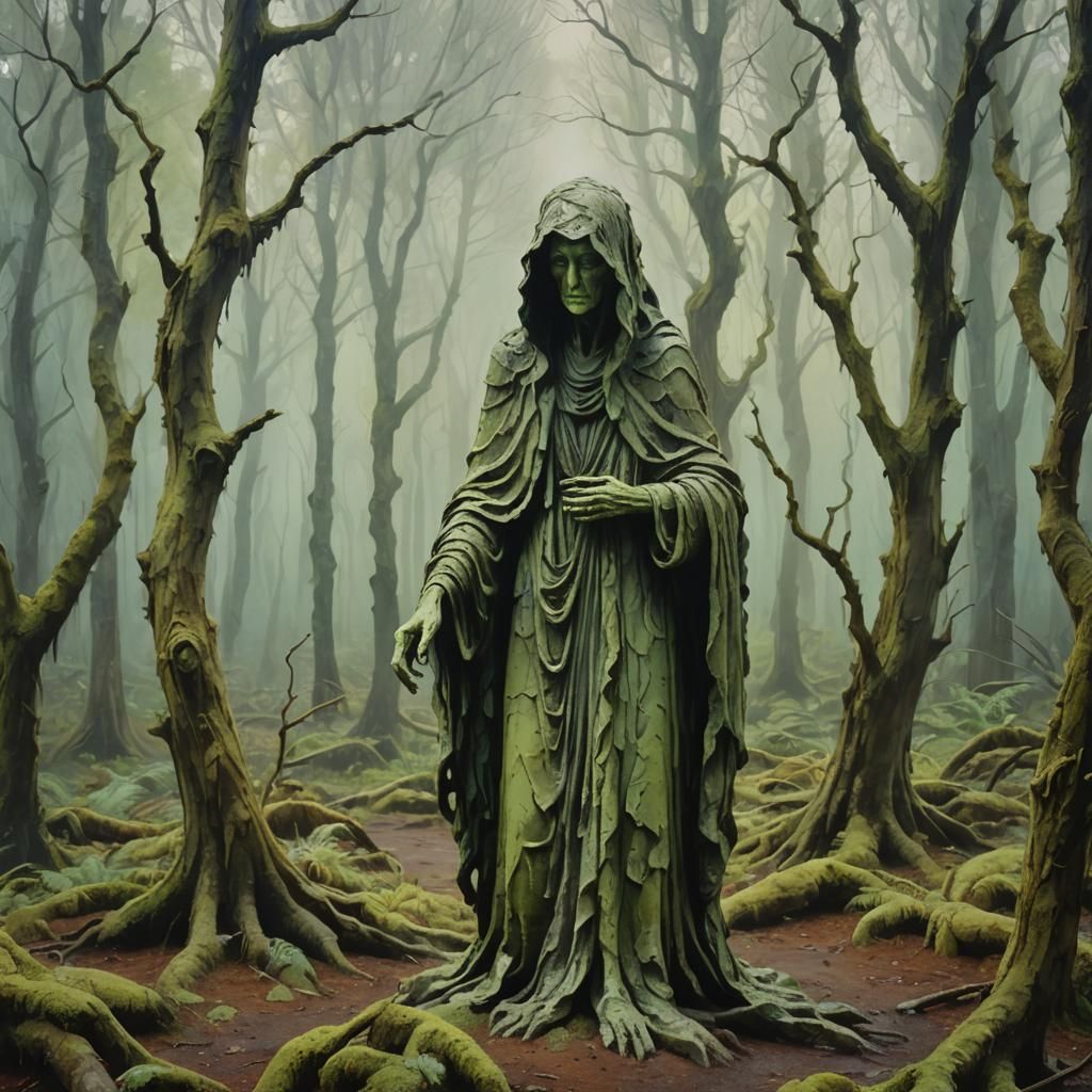 Fauvist Crone in Mysterious Forest