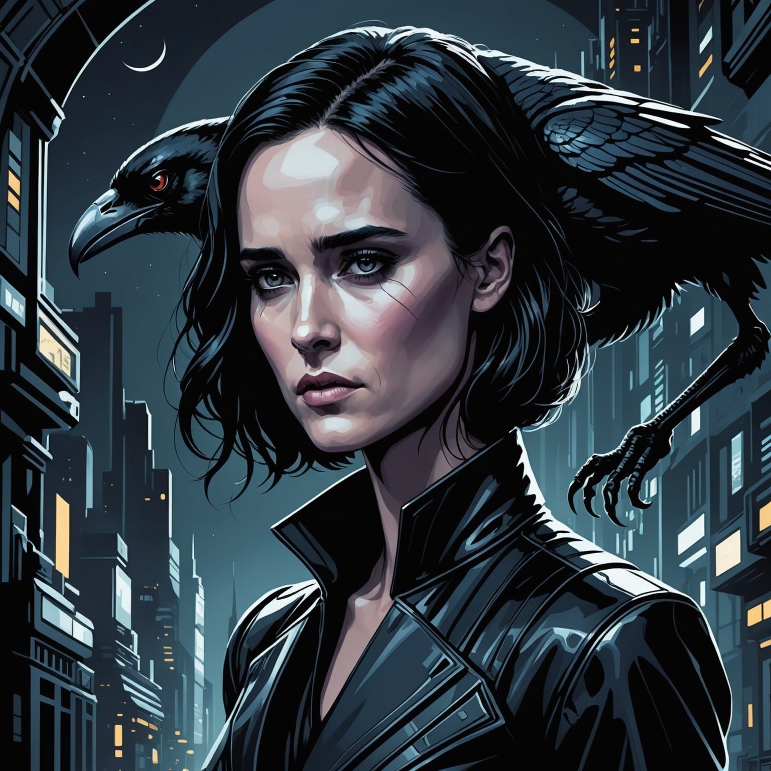 Noir Alien Induces Sleep in Dark Sci-Fi City