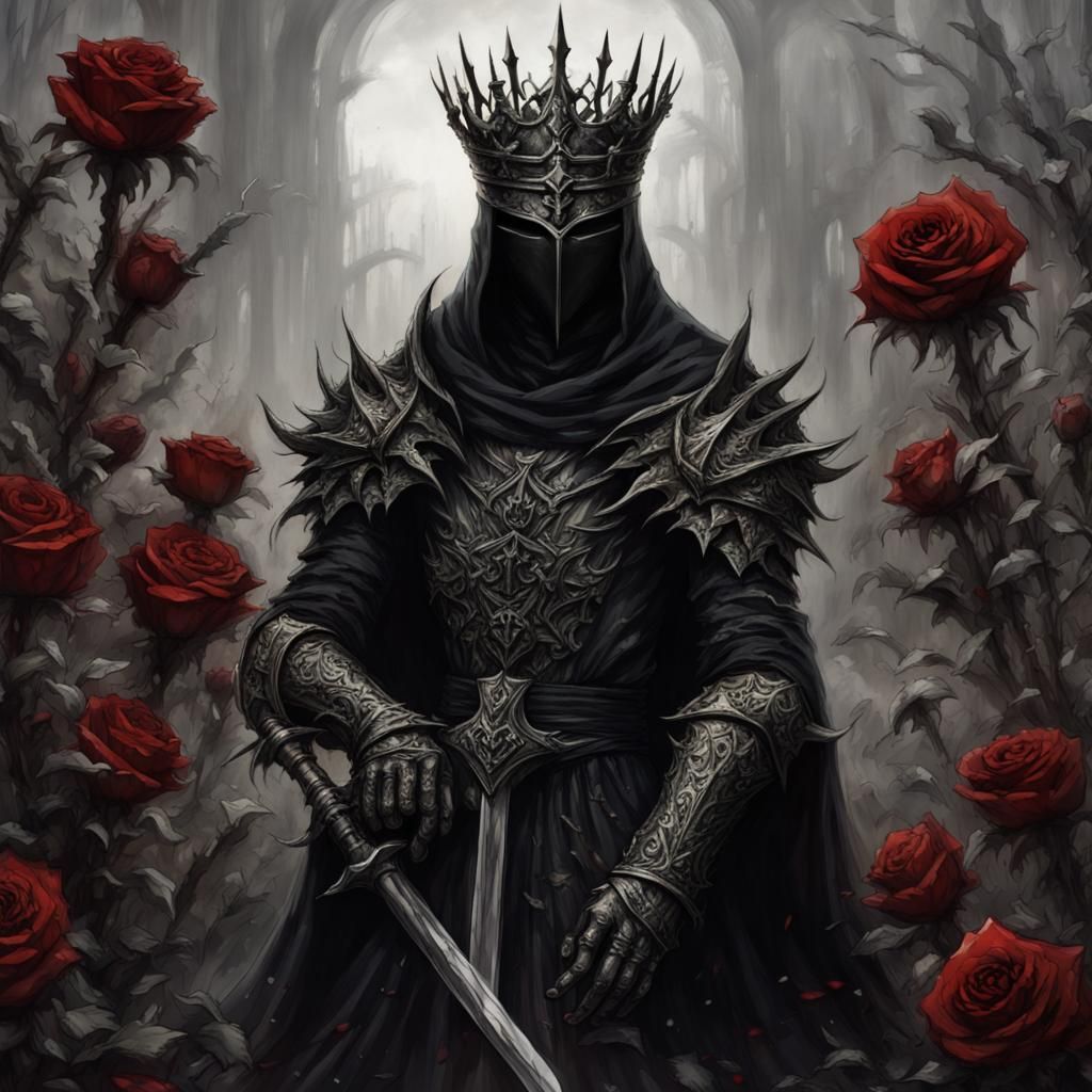Grimdark Demonic Knight in Dark Fantasy Garden