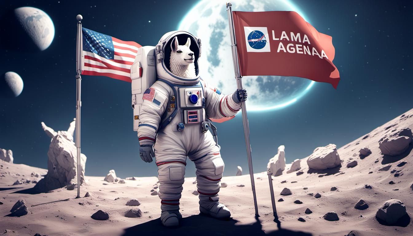 Llama Astronaut on the Moon in Anime Style