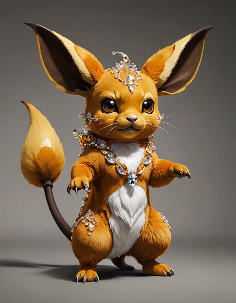 Hyperrealistic Metallic Raichu with Crystal Belly
