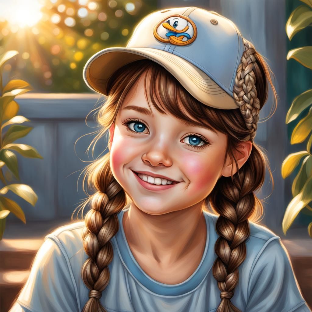 Girl with Braid in Colored Pencil Style