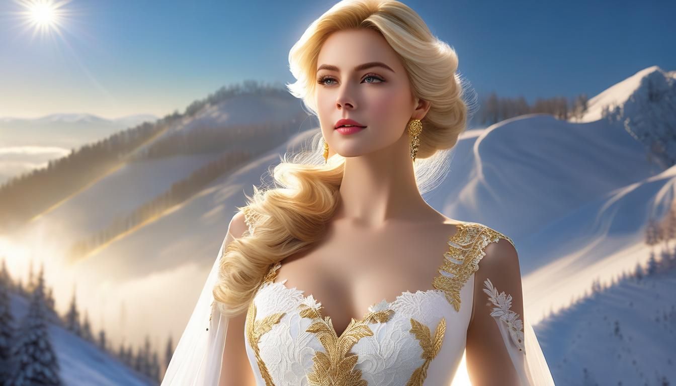 Winter Princess in a Misty Forest, Digital Art