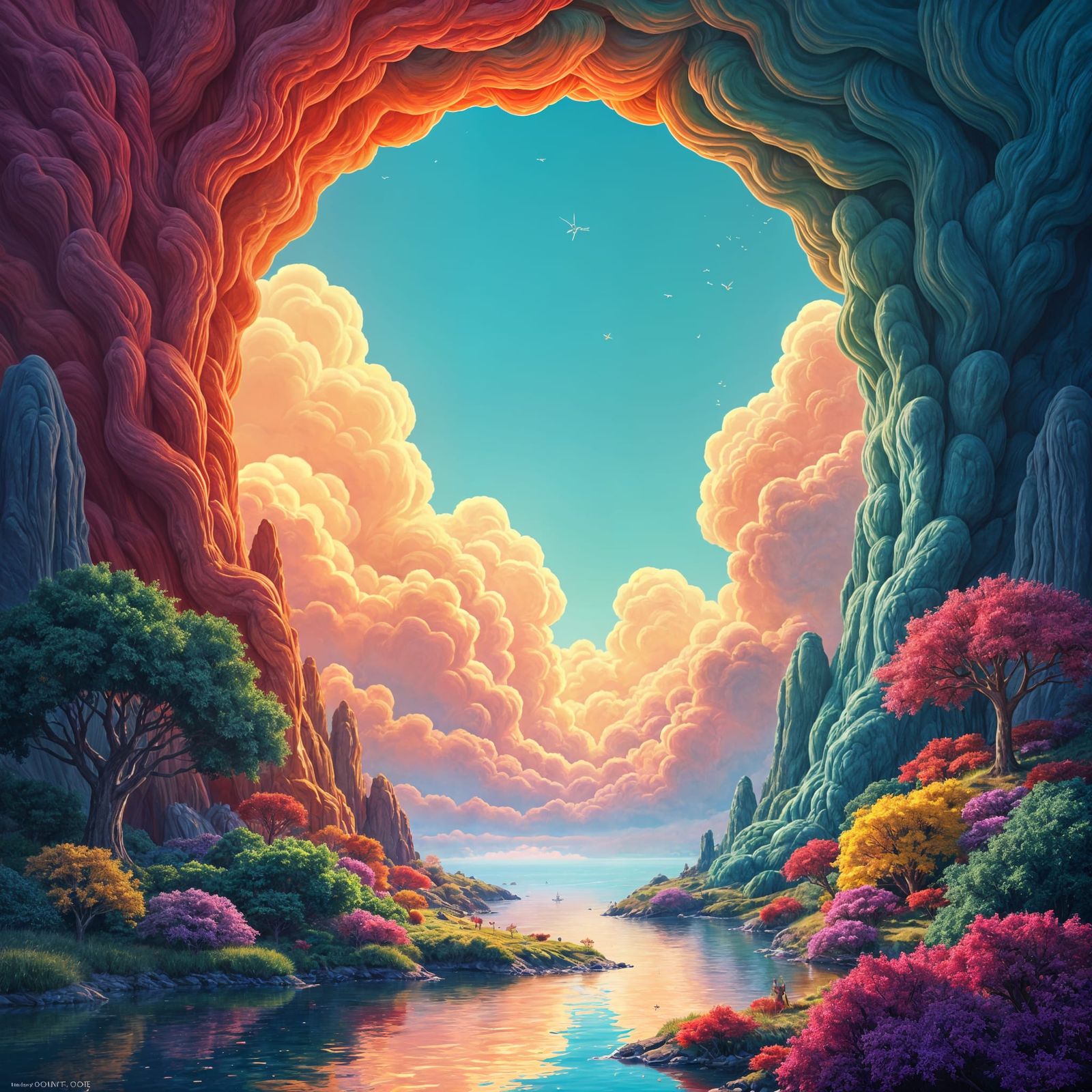 Colorful Gouache Poster Art in Fantasy Style