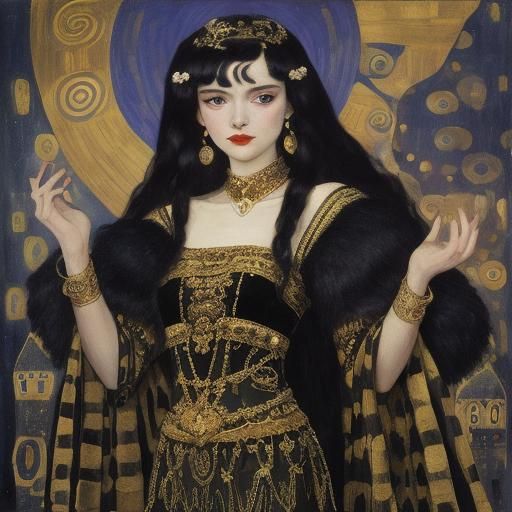 Ancient Vampire Portrait in Art Nouveau Style