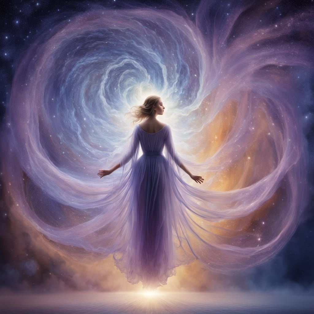 Astral Projection Beyond Ethereal Veil in Surreal Style