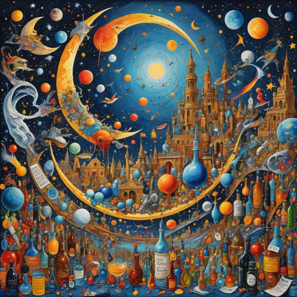 La Vita è Bella on Blue Moon in Surrealist Style