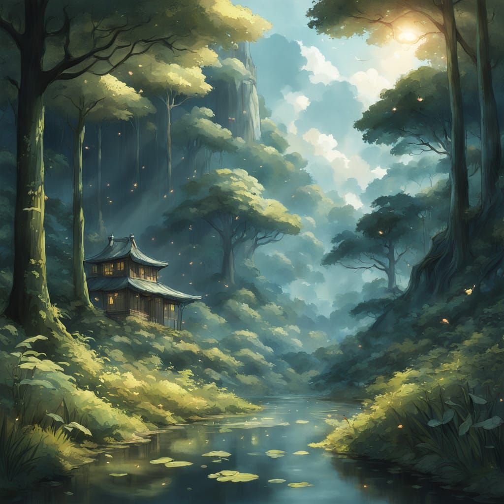 Enchanted Faerie Realm in Golden Twilight