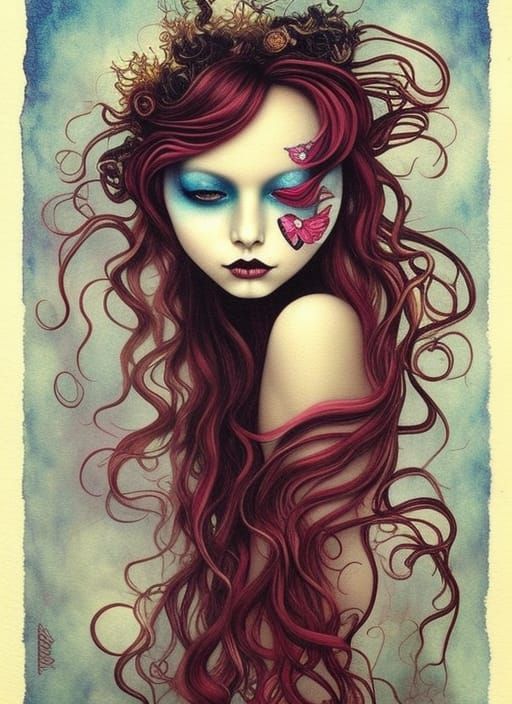 Magical Girl with Red Hair in Fantasy Art