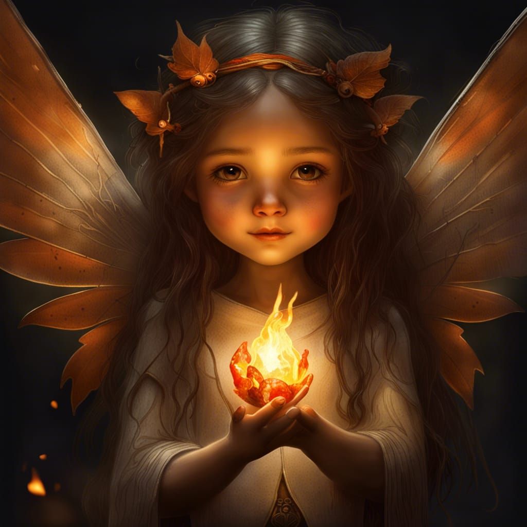 Young Fire Fairy with Flame: Fantasycore Masterpiece