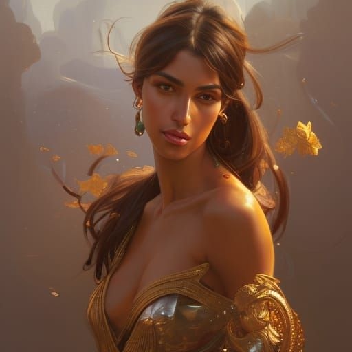 Exotic Greek Woman Portrait in Hyperdetailed Style