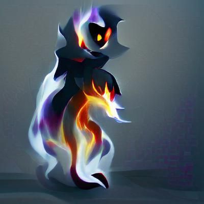 Ethereal Figure Engulfed in Dark Flames