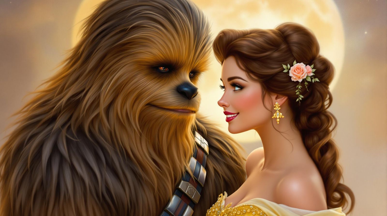 Belle and Chewbacca in Intimate Portrait