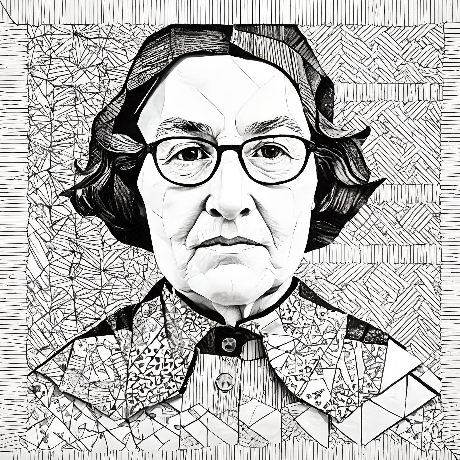 Abstract Pen and Ink Portrait of Woman