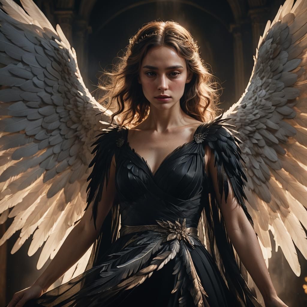 Angelic Woman in Darkness, Fantasy Concept Art