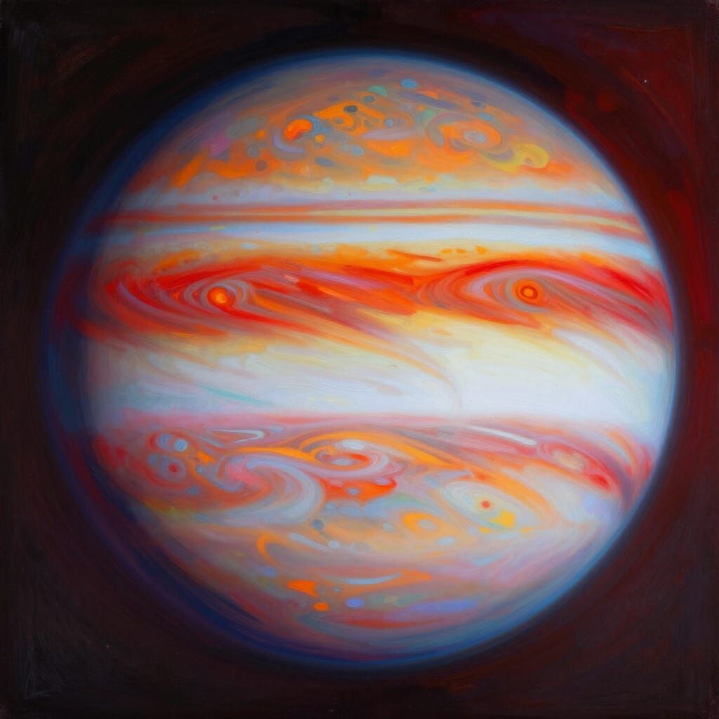 Abstract Jupiter Swirls in Cosmic Expressionism Style