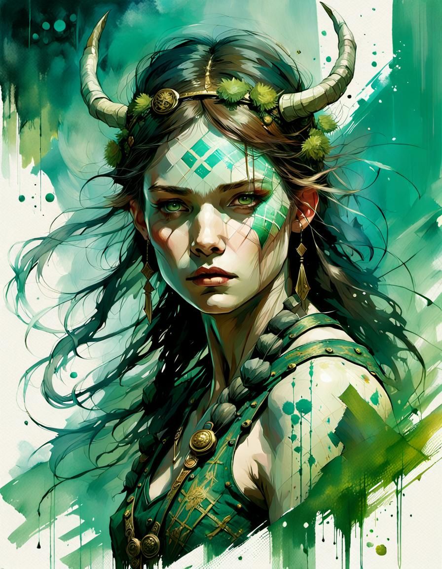 Green Fairy at Highland Games: Digital Airbrush Art