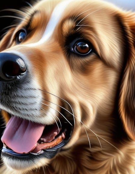 Hyperrealistic Portrait of a Cute Golden Retriever