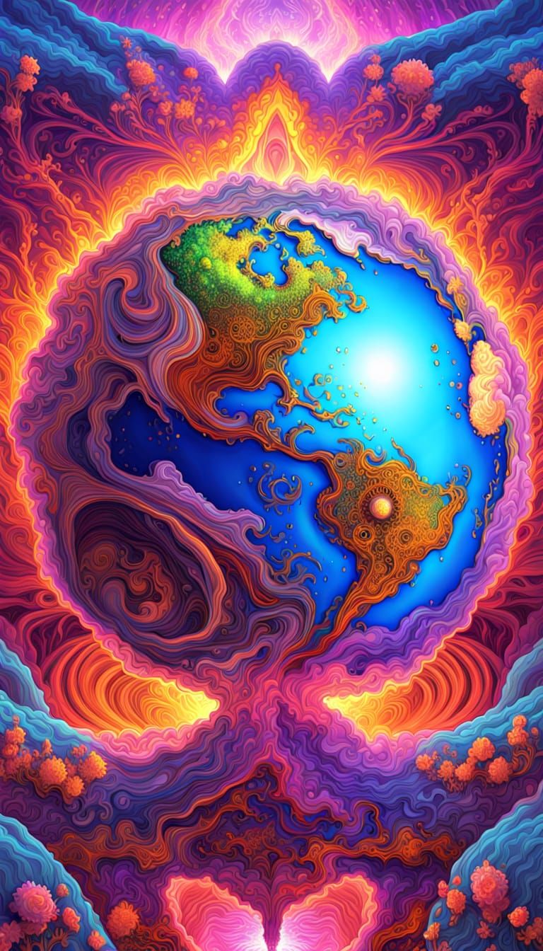 Psychedelic Fractal Landscape in Digital Art Style