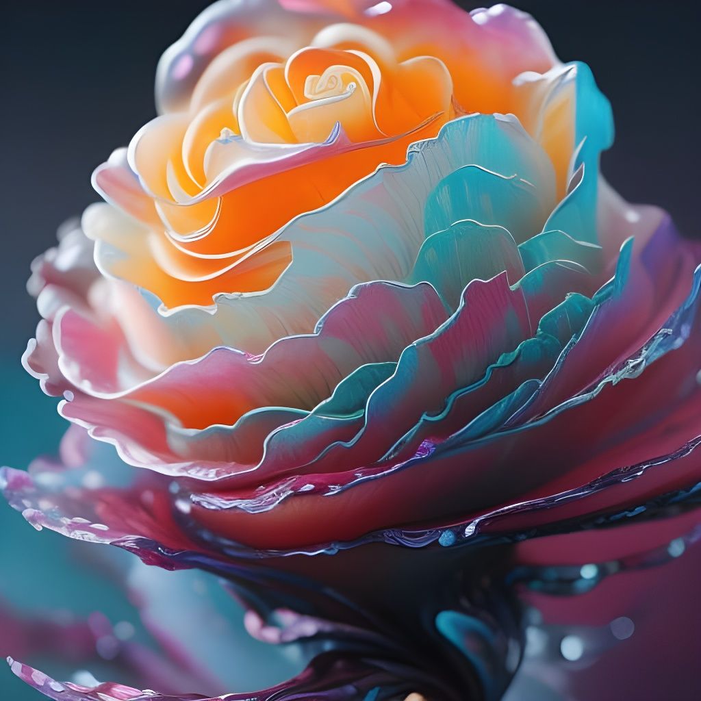 Crystallized Ice Rose in Fractal Polygon Art