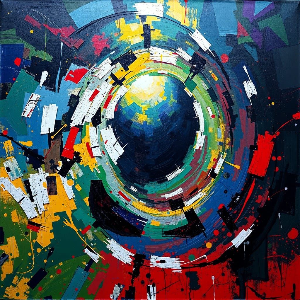 Abstract Expressionist Abyss: Dizzying Fall into Labyrinth