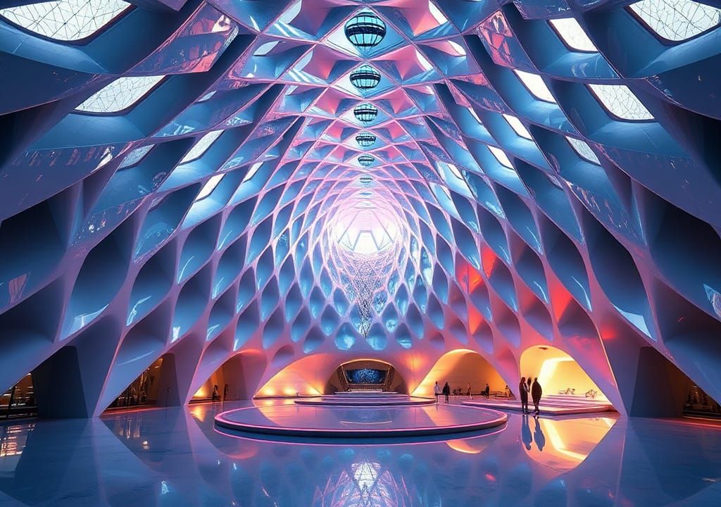 Futuristic Spaceport Interior in Zaha Hadid Style