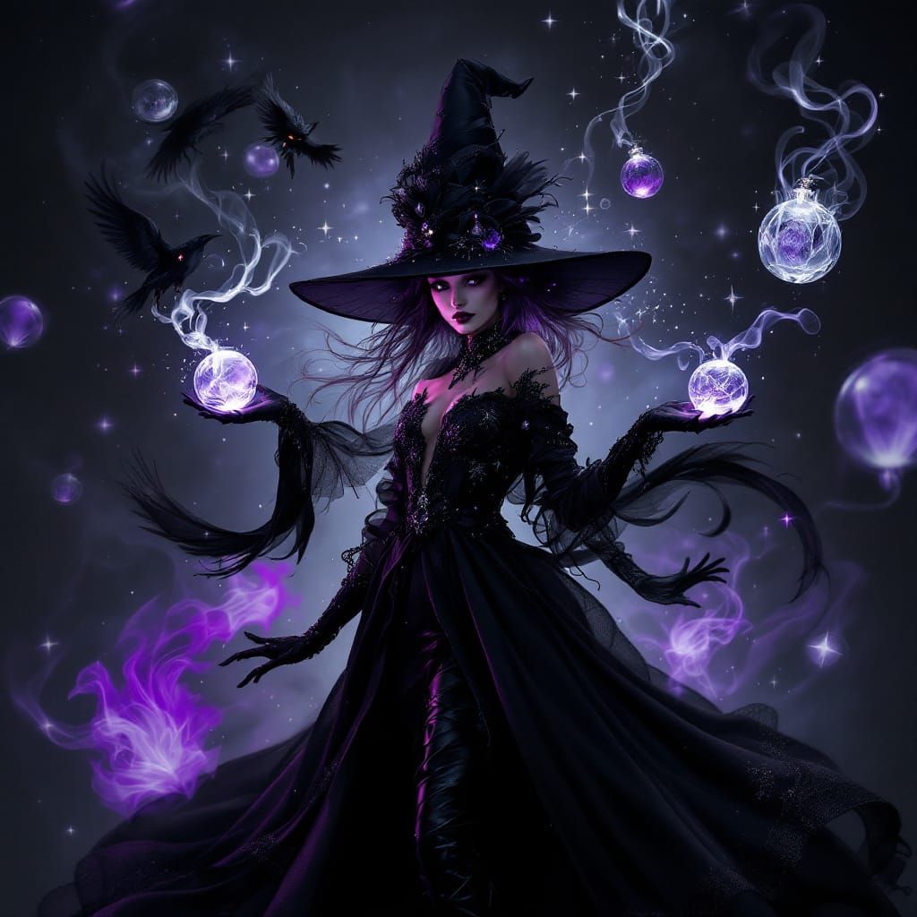 Modern Witch Glamour in Haute Couture Style