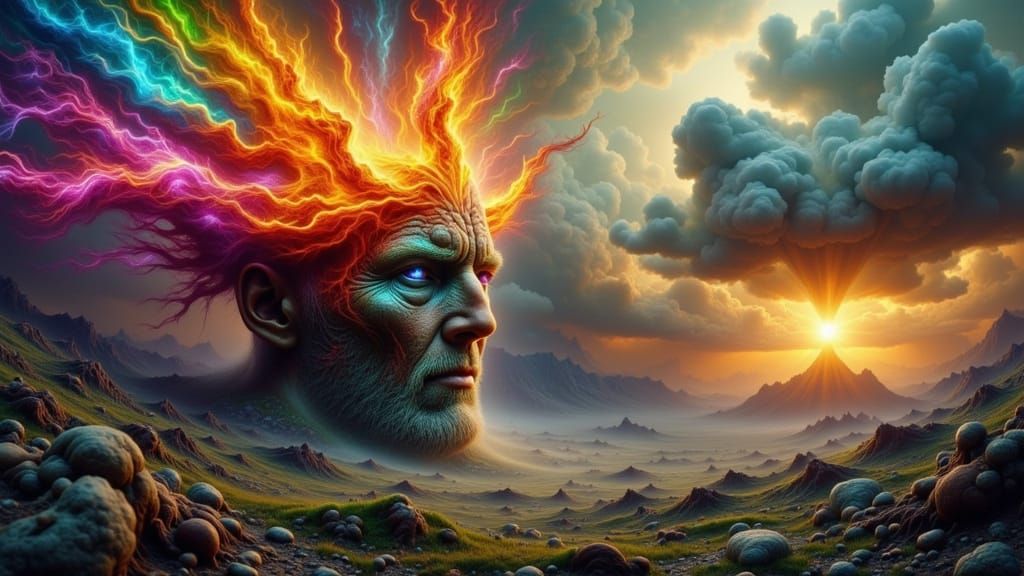 Rainbow Storm Explosion Forms a Face