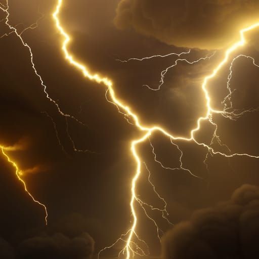 Golden Lightning Strikes in Astral Storm Illustration