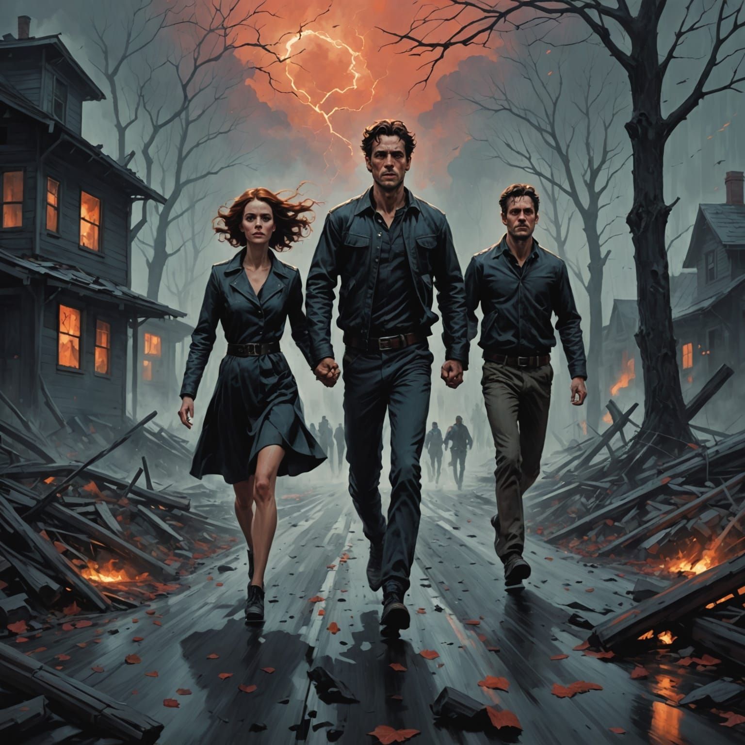 Ethereal Cyberpunk Lovers Escape Dystopian City