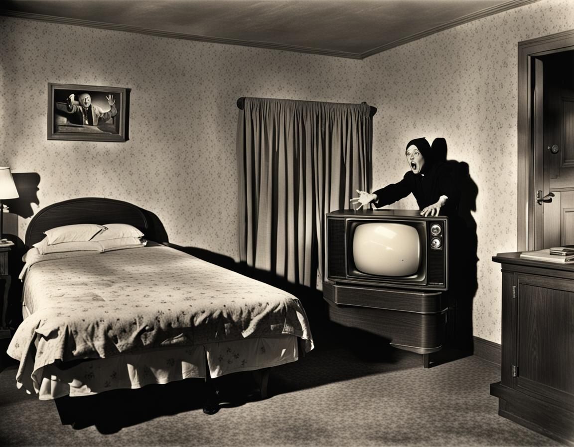 Poltergeist Emerges from Television in Hyperbolistic Style