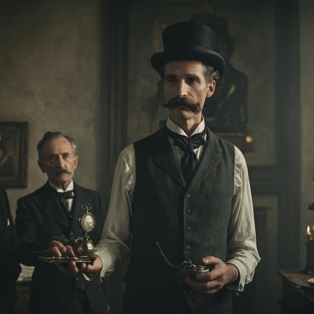 Dignified Gentleman with Pocket Watch in Old Jewish Town