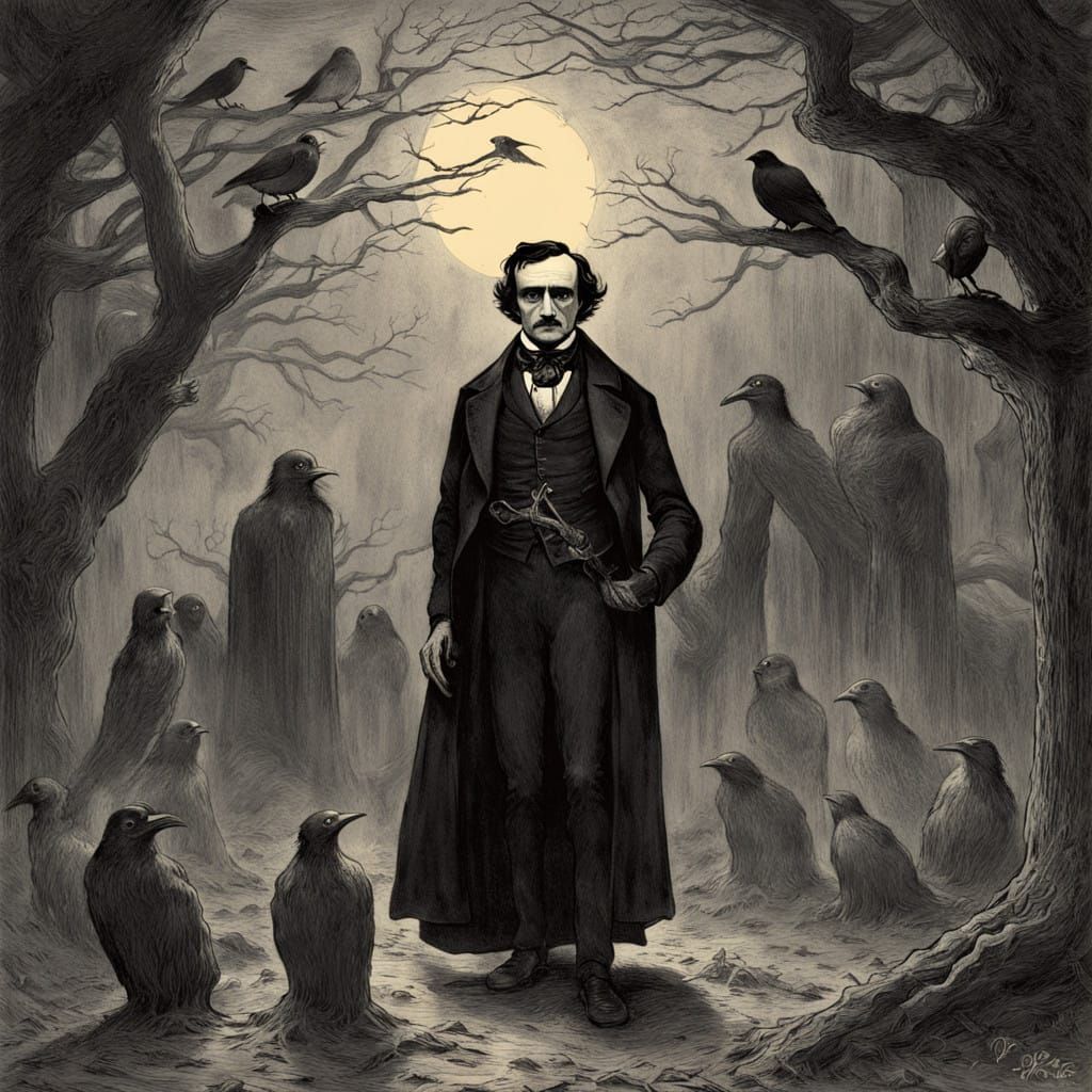 Dark Gothic Scene Inspired by Poe in the Edgar Style